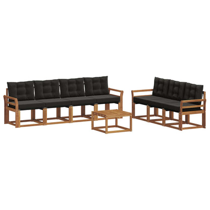 Set di divani da esterno con cuscino 8 pcs Naturale e Nero