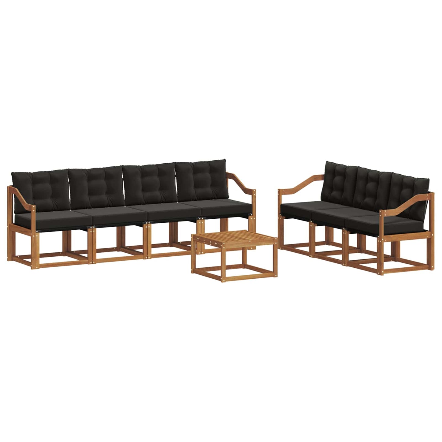 Set di divani da esterno con cuscino 8 pcs Naturale e Nero