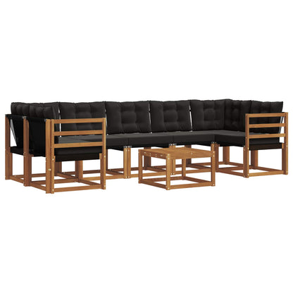 Set di divani da esterno con cuscino 8 pcs Naturale e Nero