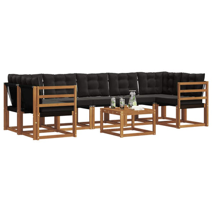 Set di divani da esterno con cuscino 8 pcs Naturale e Nero