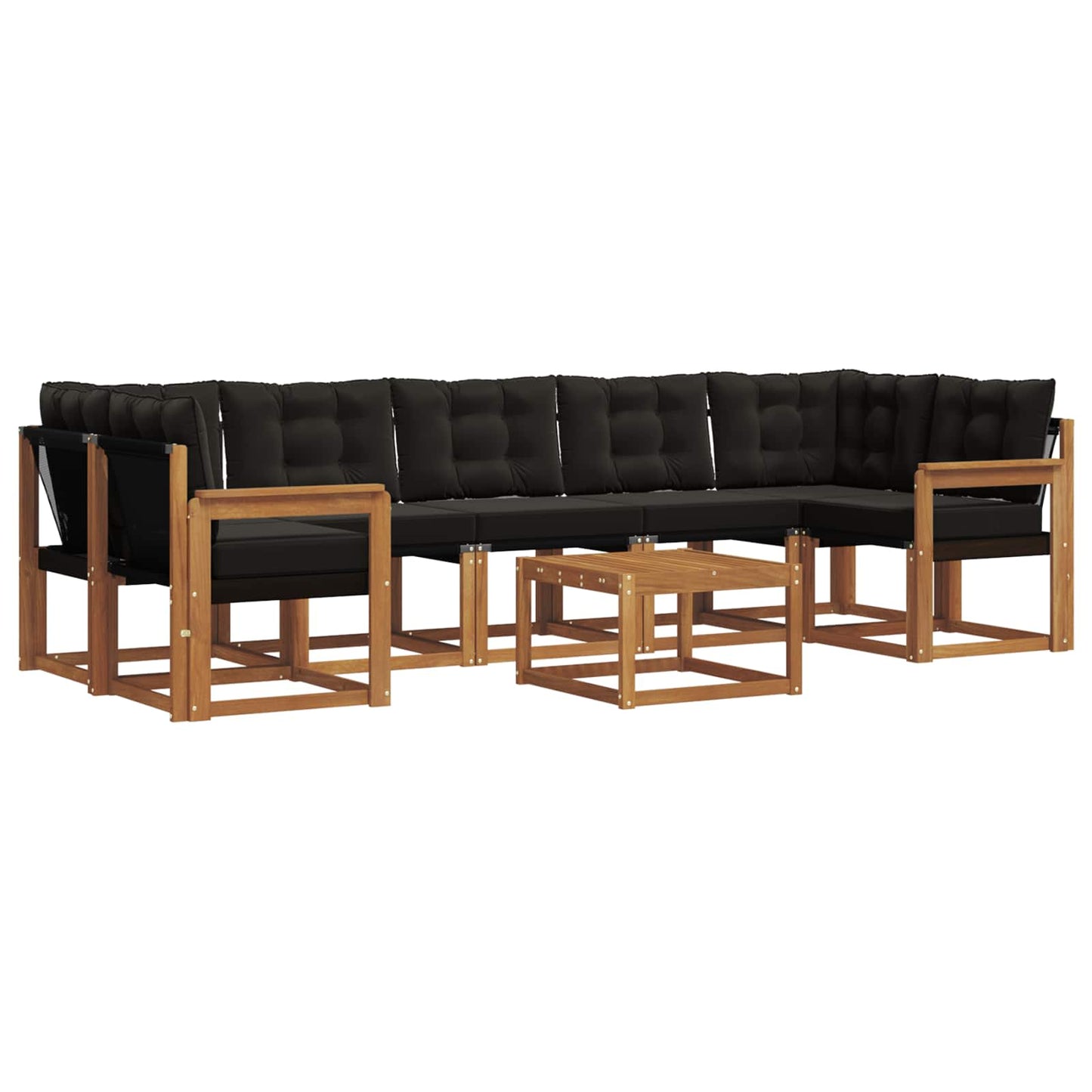 Set di divani da esterno con cuscino 8 pcs Naturale e Nero