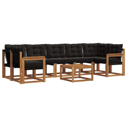 Set di divani da esterno con cuscino 8 pcs Naturale e Nero