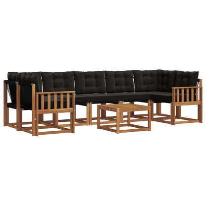 Set di divani da esterno con cuscino 8 pcs Naturale e Nero