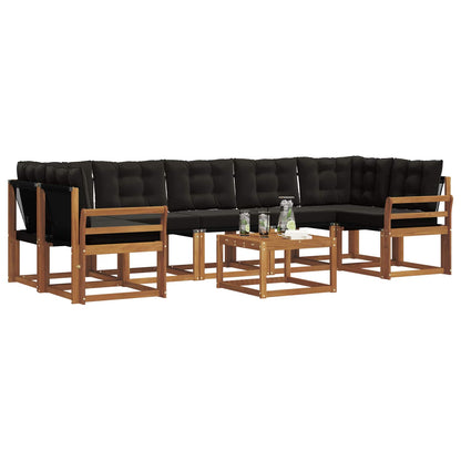 Set di divani da esterno con cuscino 8 pcs Naturale e Nero