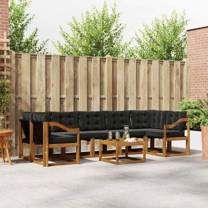 Set di divani da esterno con cuscino 8 pcs Naturale e Nero
