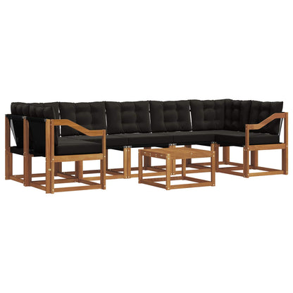 Set di divani da esterno con cuscino 8 pcs Naturale e Nero