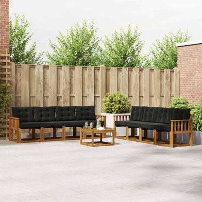 Set di divani da esterno con cuscino 9 pcs Naturale e Nero