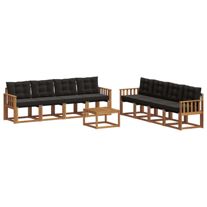 Set di divani da esterno con cuscino 9 pcs Naturale e Nero