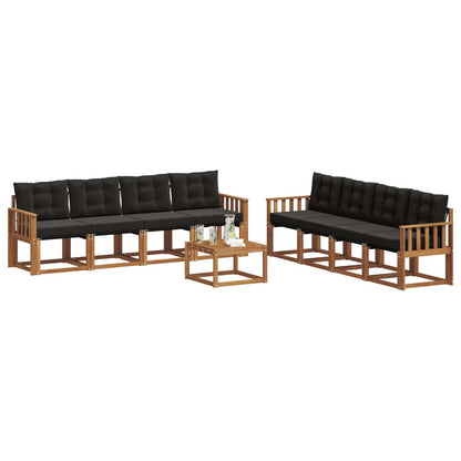 Set di divani da esterno con cuscino 9 pcs Naturale e Nero