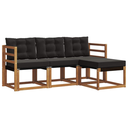 Set di divani da esterno con cuscino 4 pcs Naturale e Nero