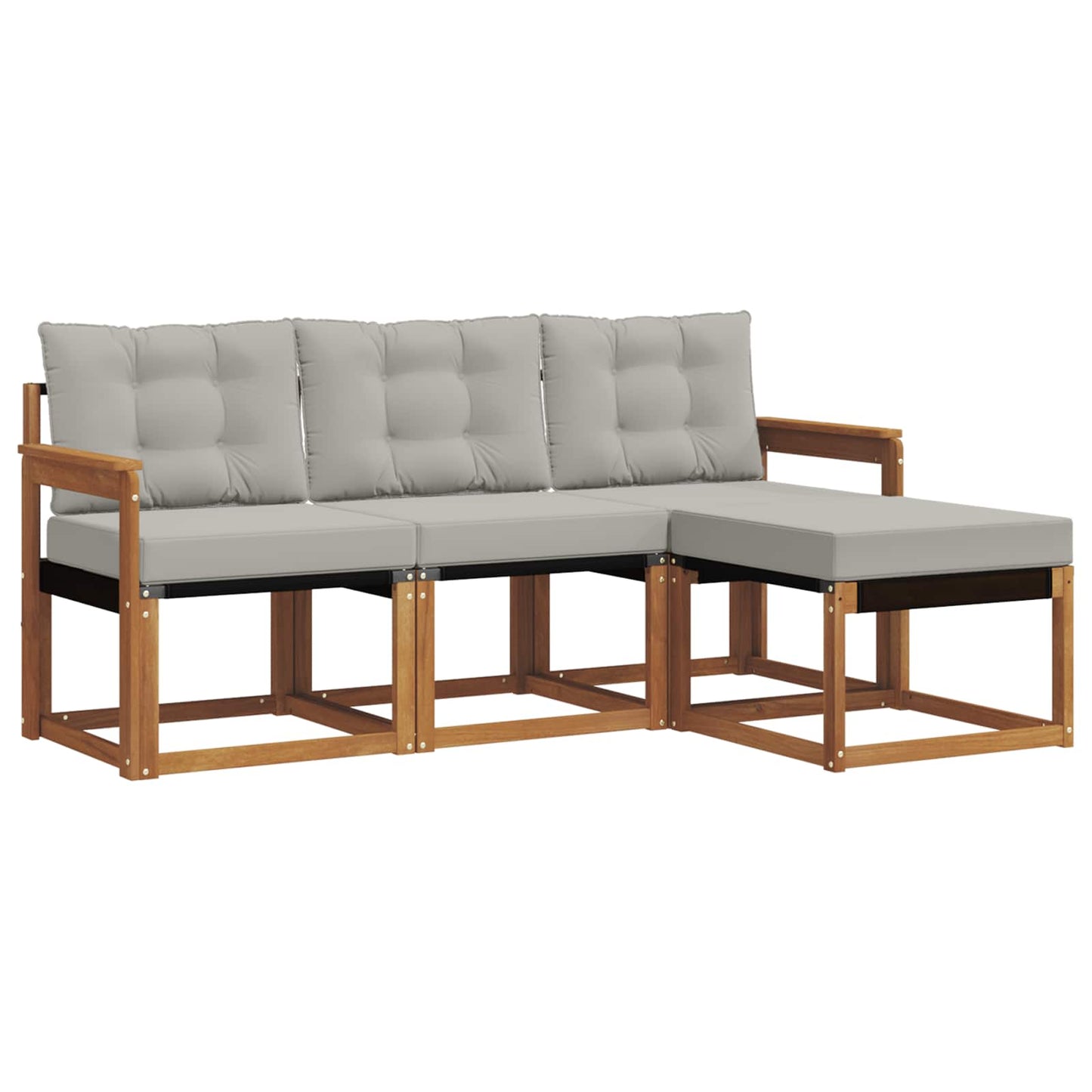 Set di divani da esterno 4 pcs Grigio Naturale e Chiaro