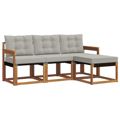 Set di divani da esterno 4 pcs Grigio Naturale e Chiaro