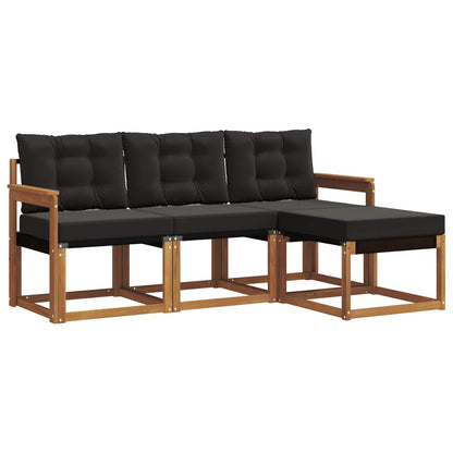 Set di divani da esterno con cuscino 4 pcs Naturale e Nero
