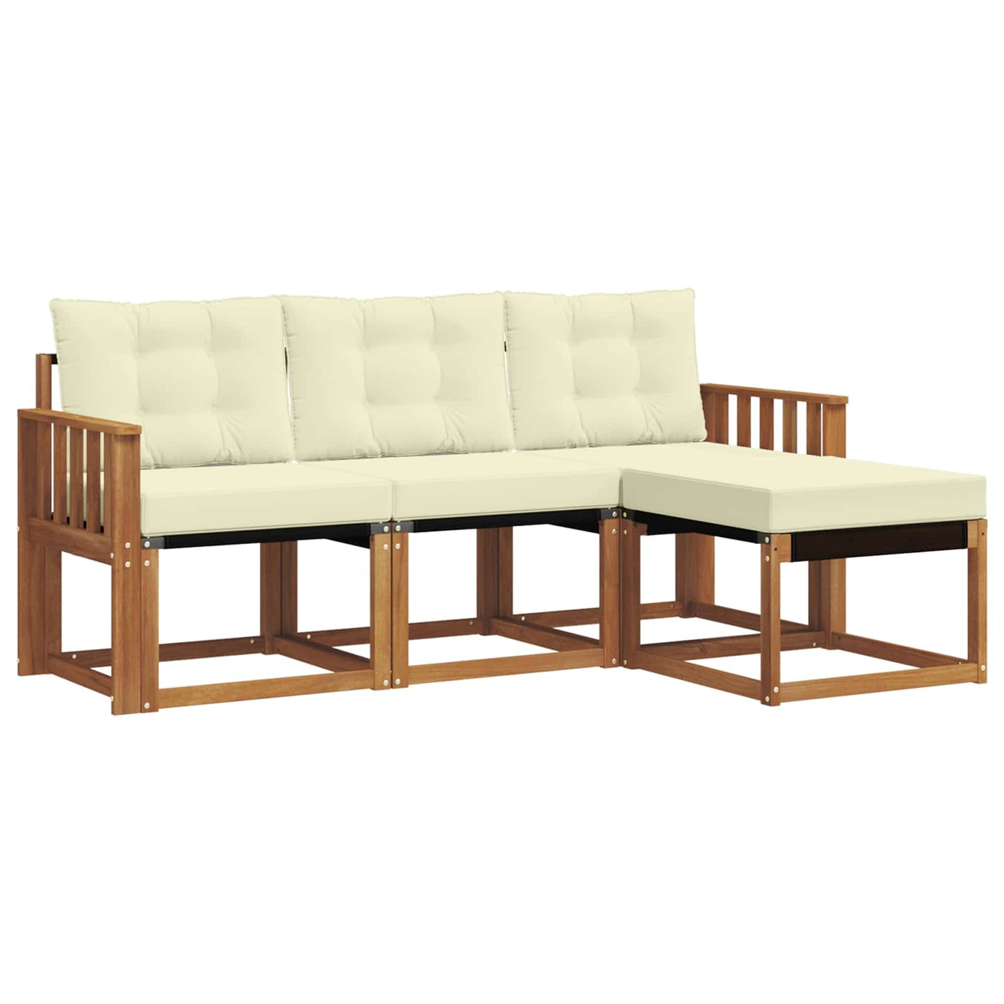 Set di divani da esterno con cuscino 4 pcs Naturale e Crema