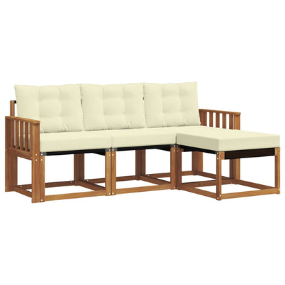 Set di divani da esterno con cuscino 4 pcs Naturale e Crema