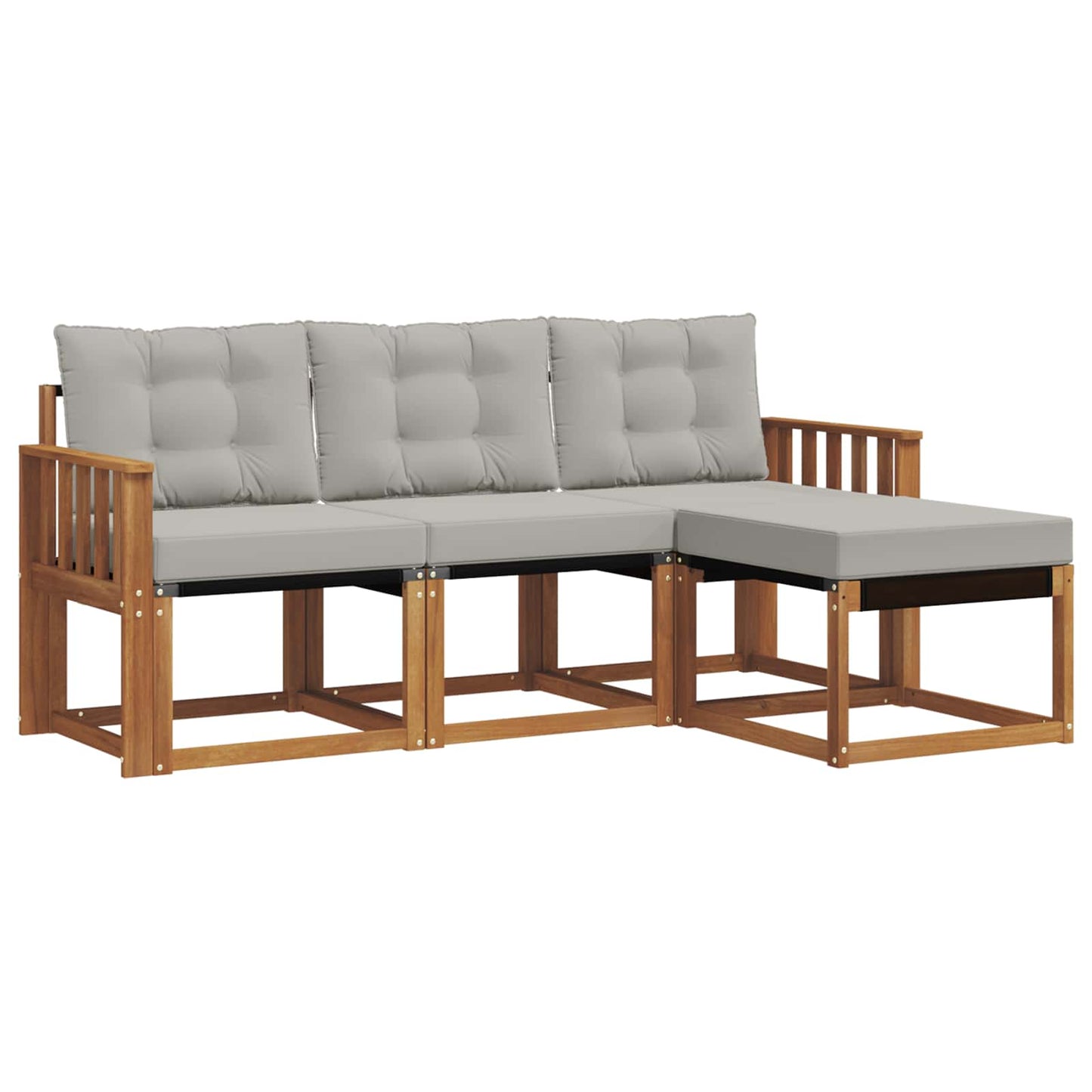 Set di divani da esterno 4 pcs Grigio Naturale e Chiaro