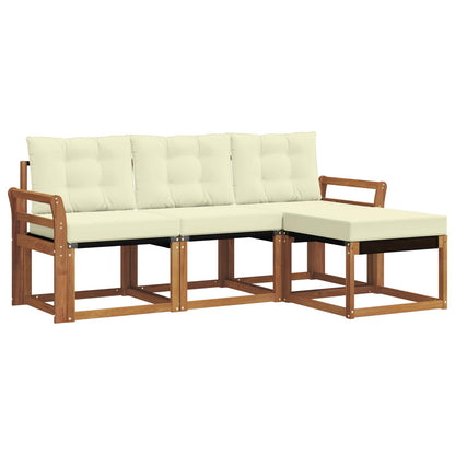 Set di divani da esterno con cuscino 4 pcs Naturale e Crema