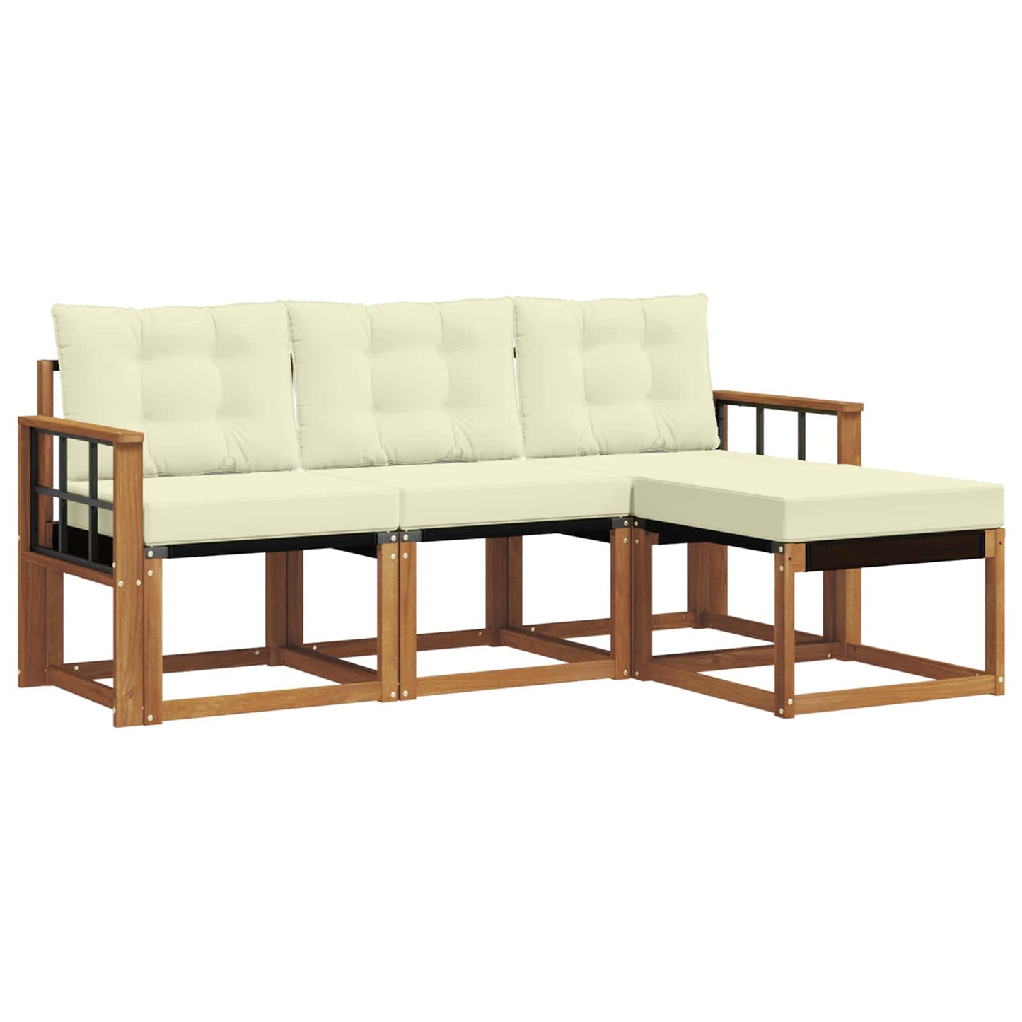 Set di divani da esterno con cuscino 4 pcs Naturale e Crema