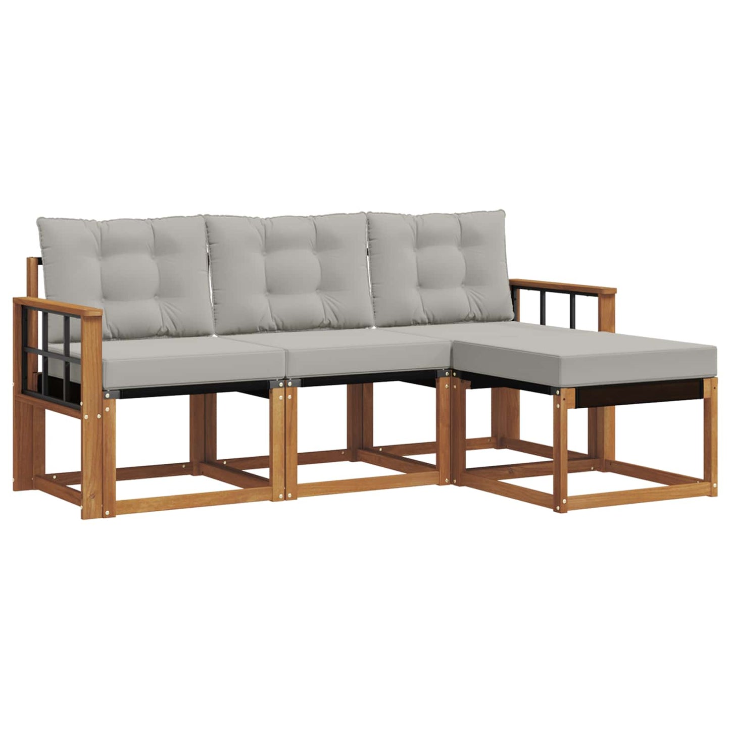 Set di divani da esterno 4 pcs Grigio Naturale e Chiaro