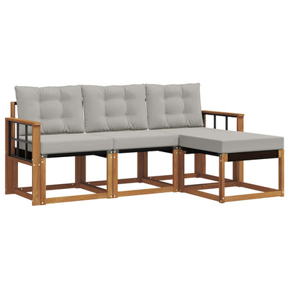 Set di divani da esterno 4 pcs Grigio Naturale e Chiaro