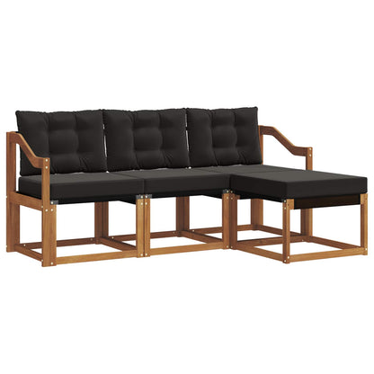 Set di divani da esterno con cuscino 4 pcs Naturale e Nero