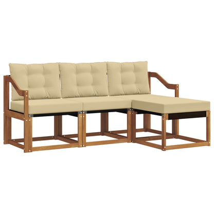 Set di divani da esterno con cuscino 4 pcs Naturale e Beige