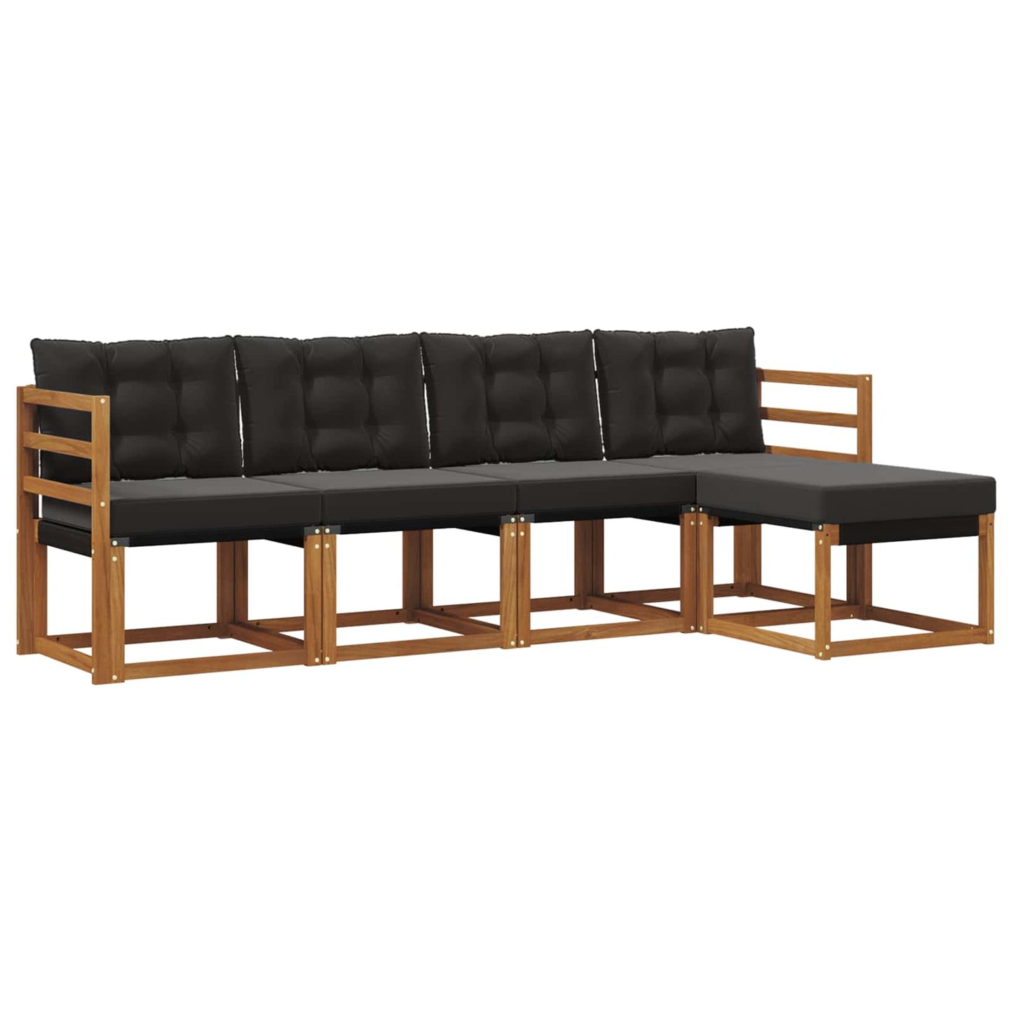 Set di divani da esterno con cuscino 5 pcs Naturale e Nero