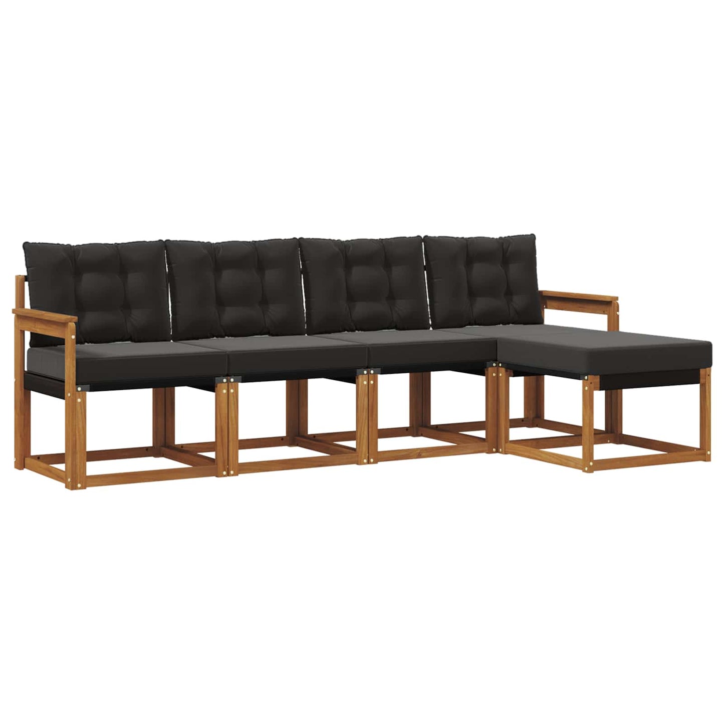 Set di divani da esterno con cuscino 5 pcs Naturale e Nero