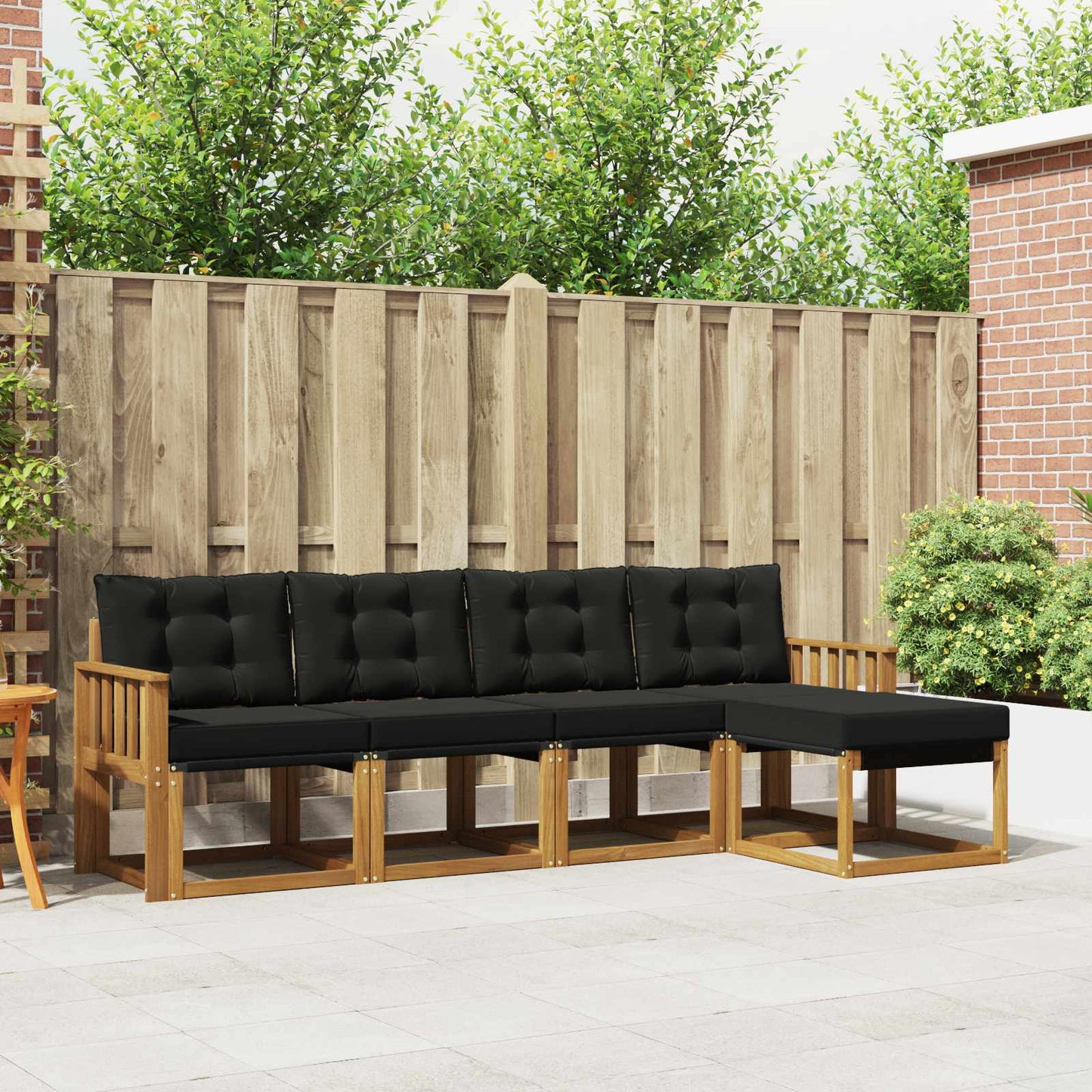 Set di divani da esterno con cuscino 5 pcs Naturale e Nero