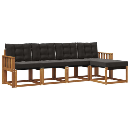 Set di divani da esterno con cuscino 5 pcs Naturale e Nero