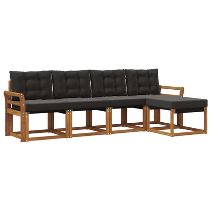 Set di divani da esterno con cuscino 5 pcs Naturale e Nero
