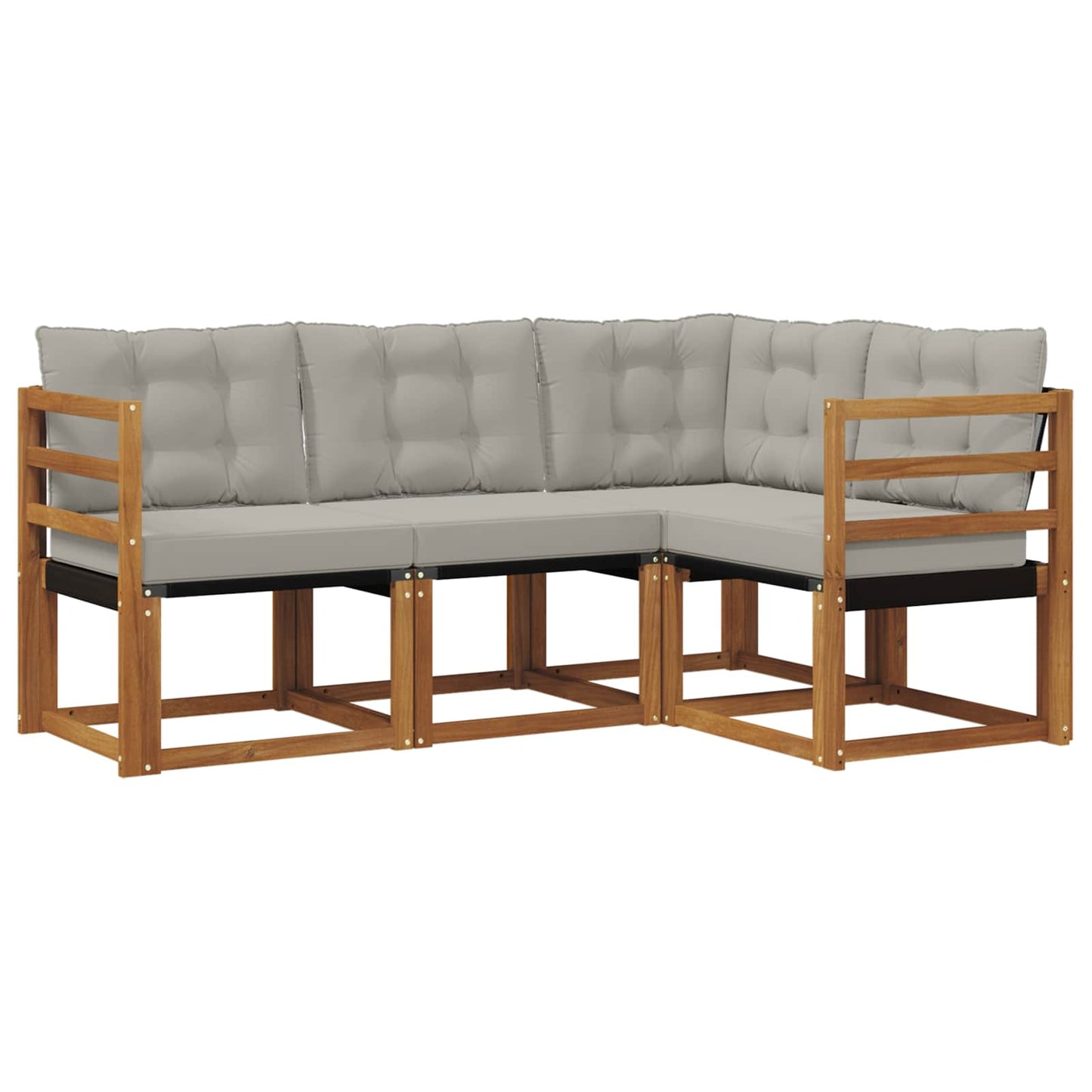 Set di divani da esterno 4 pcs Grigio Naturale e Chiaro