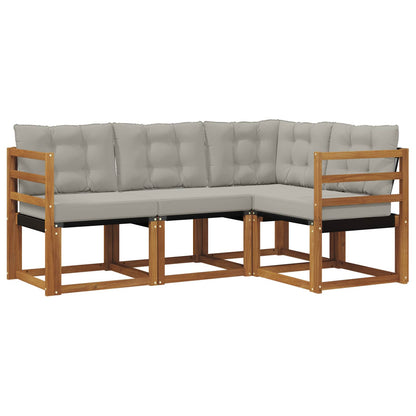Set di divani da esterno 4 pcs Grigio Naturale e Chiaro