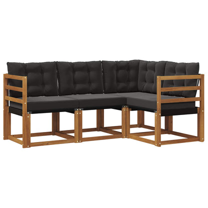 Set di divani da esterno con cuscino 4 pcs Naturale e Nero