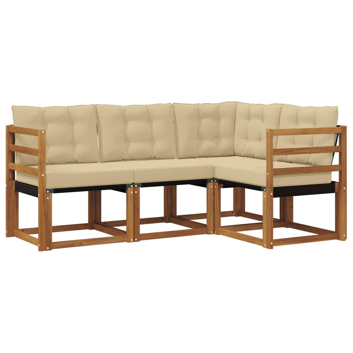 Set di divani da esterno con cuscino 4 pcs Naturale e Beige