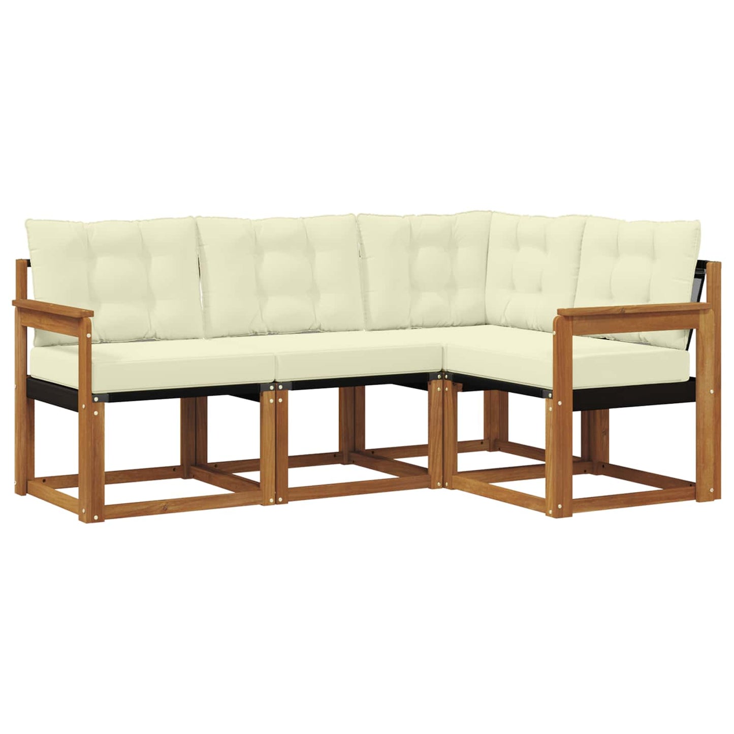 Set di divani da esterno con cuscino 4 pcs Naturale e Crema