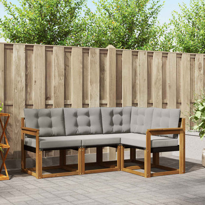 Set di divani da esterno 4 pcs Grigio Naturale e Chiaro