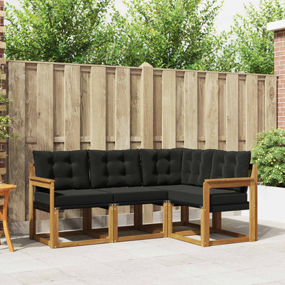 Set di divani da esterno con cuscino 4 pcs Naturale e Nero