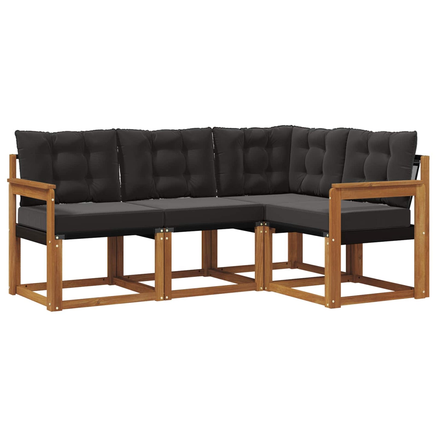 Set di divani da esterno con cuscino 4 pcs Naturale e Nero