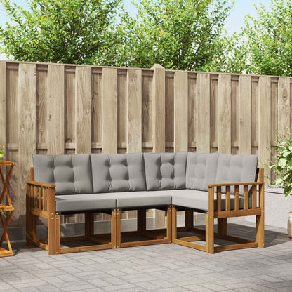 Set di divani da esterno 4 pcs Grigio Naturale e Chiaro