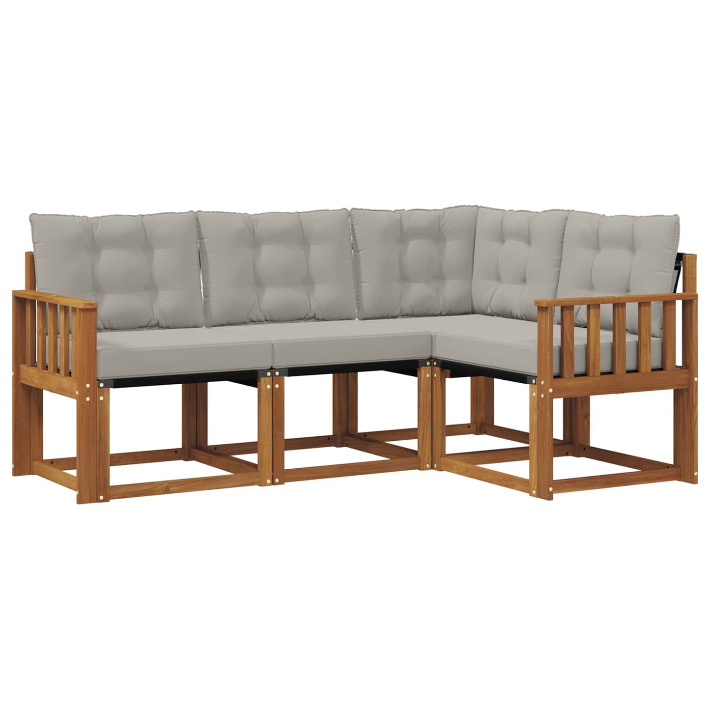 Set di divani da esterno 4 pcs Grigio Naturale e Chiaro