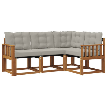 Set di divani da esterno 4 pcs Grigio Naturale e Chiaro