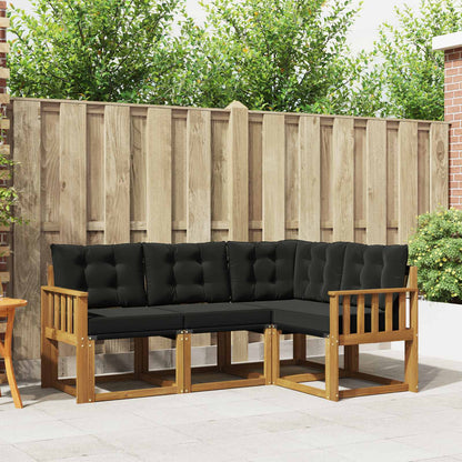 Set di divani da esterno con cuscino 4 pcs Naturale e Nero