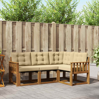 Set di divani da esterno con cuscino 4 pcs Naturale e Beige