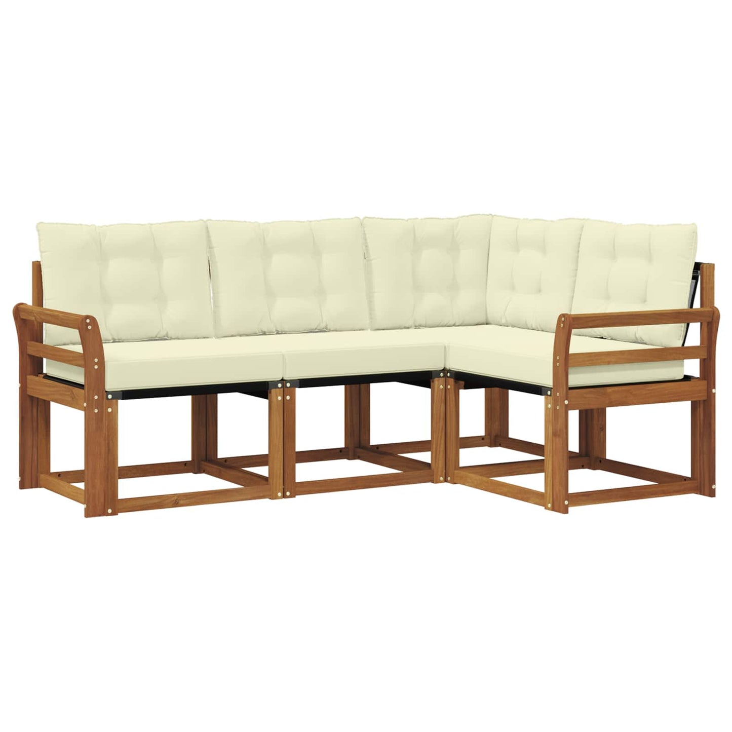 Set di divani da esterno con cuscino 4 pcs Naturale e Crema