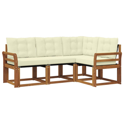 Set di divani da esterno con cuscino 4 pcs Naturale e Crema