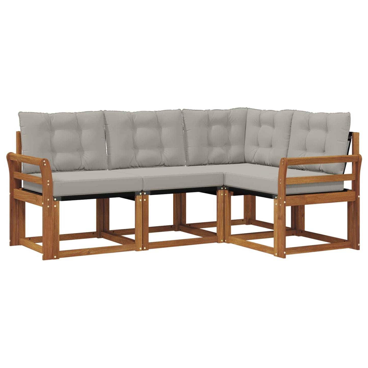 Set di divani da esterno 4 pcs Grigio Naturale e Chiaro