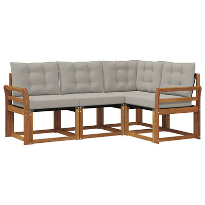 Set di divani da esterno 4 pcs Grigio Naturale e Chiaro