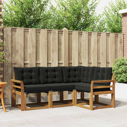 Set di divani da esterno con cuscino 4 pcs Naturale e Nero