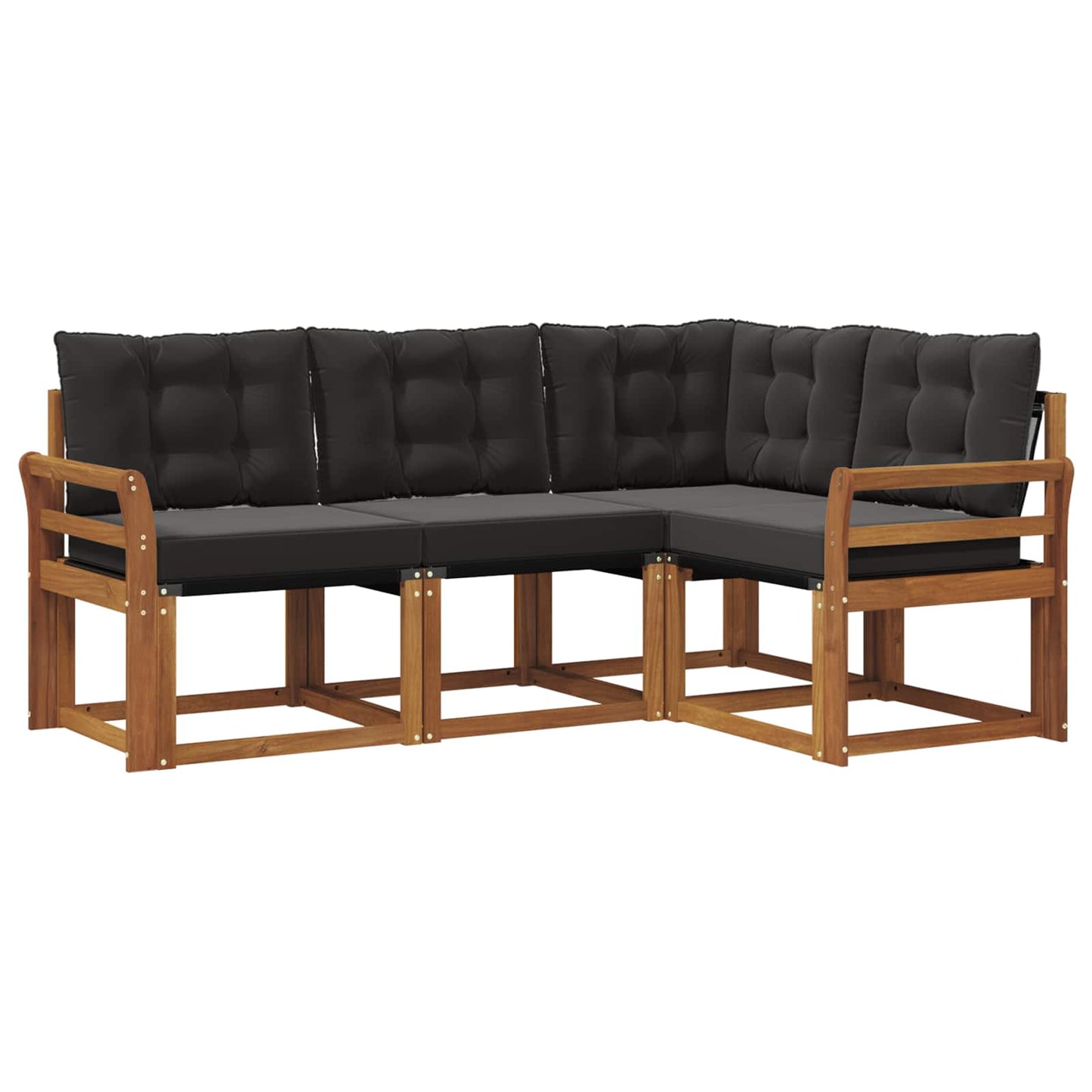 Set di divani da esterno con cuscino 4 pcs Naturale e Nero